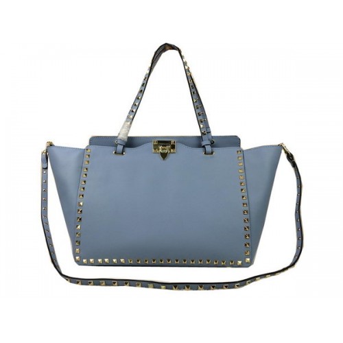 Valentino Garavani Rockstud Tote Bag Original Leather VG1917 SkyBlue