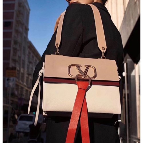 Valentino Garavani VRING Small leather shoulder bag 00844 Apricot&white