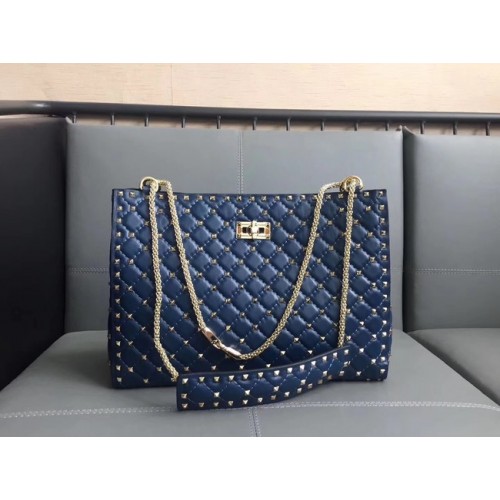 Valentino Starry Series Shopping Bag Original Sheepskin Leather 0346 blue