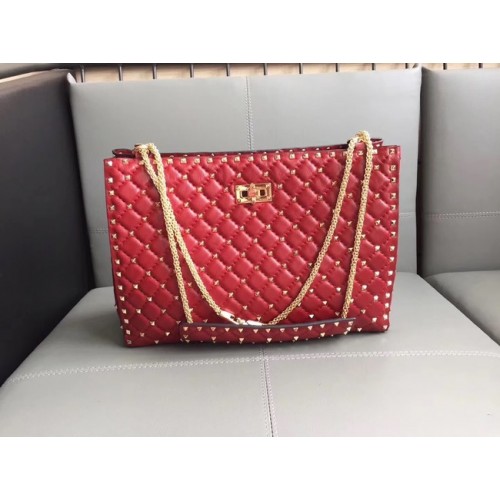 Valentino Starry Series Shopping Bag Original Sheepskin Leather 0346 red