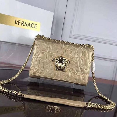 Versace Calfskin Leather Shoulder Bag VS178 Gold