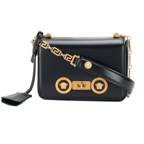 Versace Calfskin Leather Shoulder Bag VS199 Black