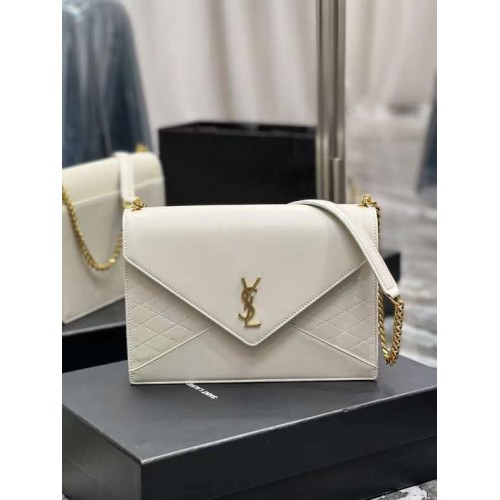 YSL GABY CHAIN BAG IN VINTAGE LAMBSKIN 668864 white