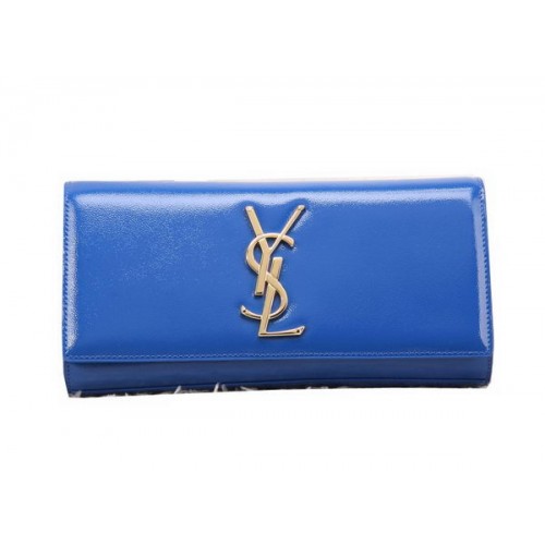 YSL Classic Monogramme Clutch Bag Patent Leather Y8909 Blue