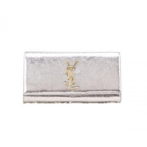 YSL Classic Monogramme Clutch Bag Smooth Leather Y8909 Silver