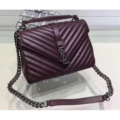 YSL Classic Monogramme Flap Bag Calfskin Leather Y22369 Wine