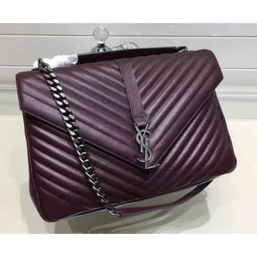 YSL Classic Monogramme Flap Bag Calfskin Leather Y22370 Wine