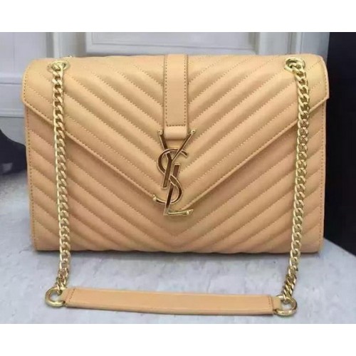 YSL Classic Monogramme Flap Bag Calfskin Leather Y26588 Apricot