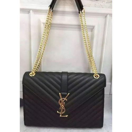 YSL Classic Monogramme Flap Bag Calfskin Leather Y26588 Black