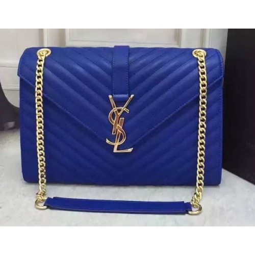 YSL Classic Monogramme Flap Bag Calfskin Leather Y26588 Blue