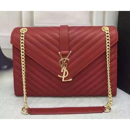 YSL Classic Monogramme Flap Bag Calfskin Leather Y26588 Burgundy