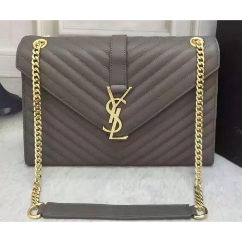 YSL Classic Monogramme Flap Bag Calfskin Leather Y26588 Grey