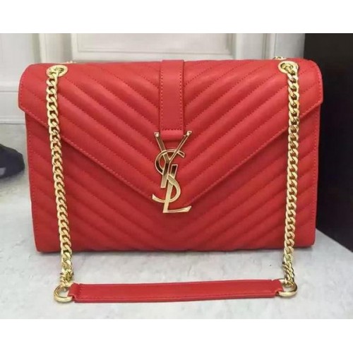 YSL Classic Monogramme Flap Bag Calfskin Leather Y26588 Red