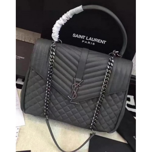 YSL Classic Monogramme Flap Bag Calfskin Leather Y26802 Grey