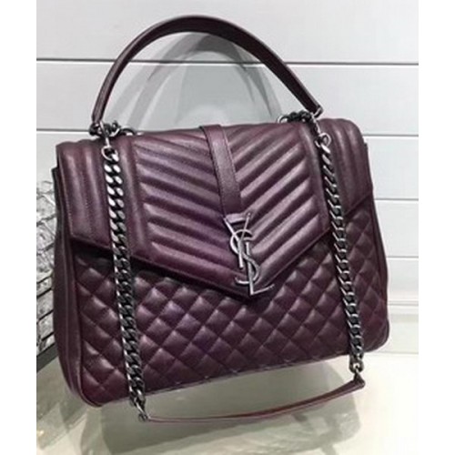 YSL Classic Monogramme Flap Bag Calfskin Leather Y33569 Wine