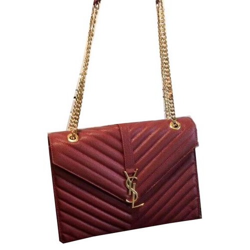 YSL Classic Monogramme Flap Bag Cannage Pattern 311224 Burgundy