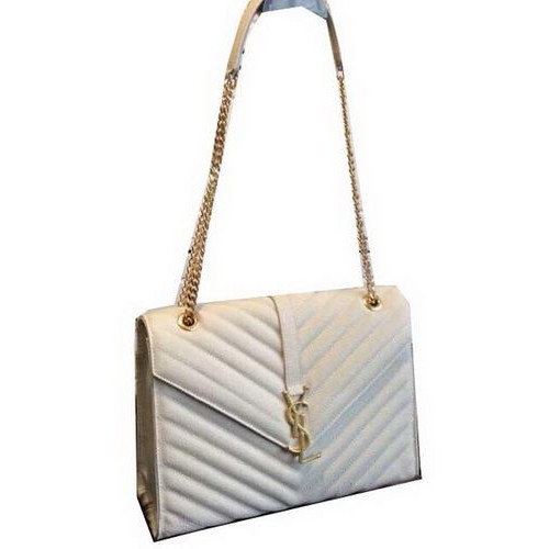 YSL Classic Monogramme Flap Bag Cannage Pattern 311224 White