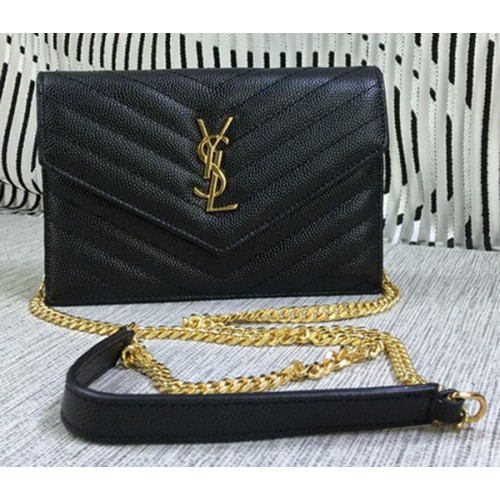 YSL Classic Monogramme Flap Bag Cannage Pattern Y377828S Black