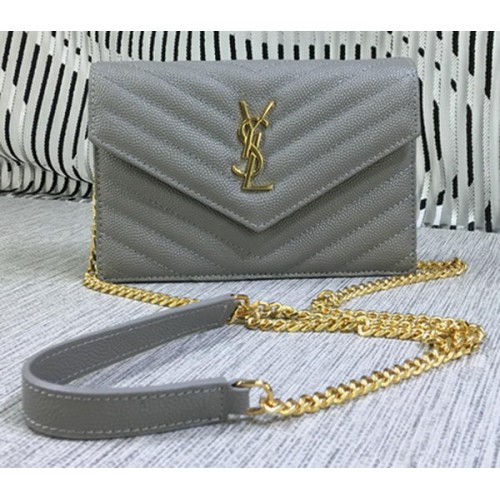 YSL Classic Monogramme Flap Bag Cannage Pattern Y377828S Grey