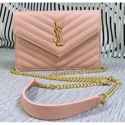 YSL Classic Monogramme Flap Bag Cannage Pattern Y377828S Pink
