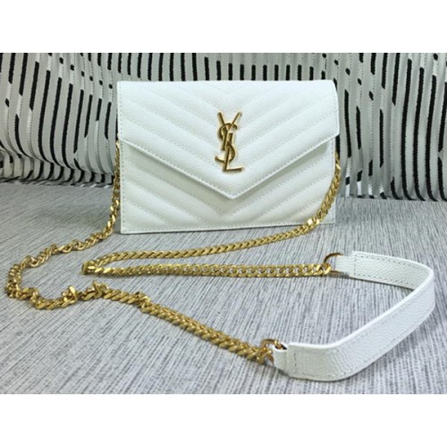 YSL Classic Monogramme Flap Bag Cannage Pattern Y377828S White