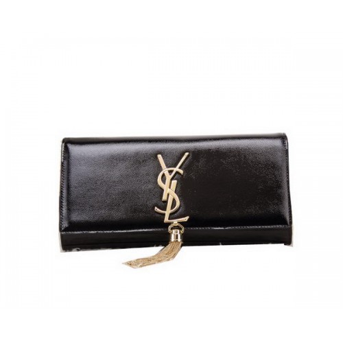 YSL Classic Monogramme Tassel Patent Leather Clutch Bag Y8908 Black