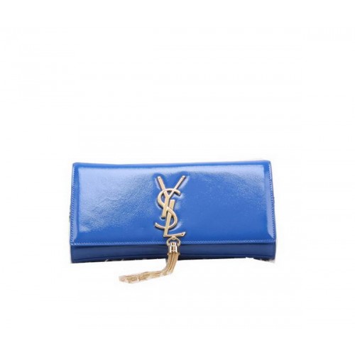 YSL Classic Monogramme Tassel Patent Leather Clutch Bag Y8908 Blue