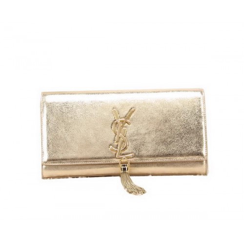 YSL Classic Monogramme Tassel Smooth Leather Clutch Bag Y8908 Gold