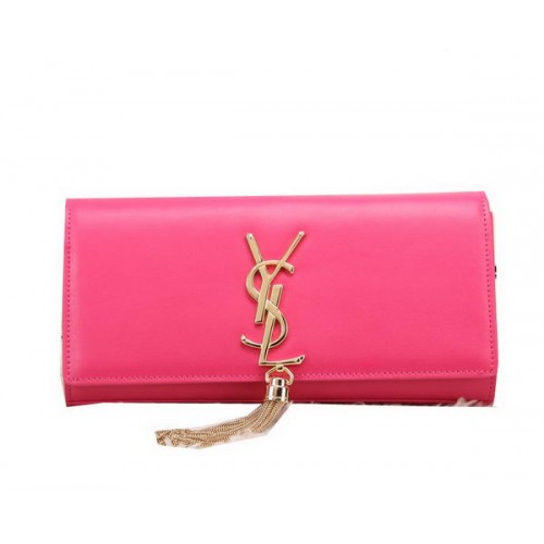 YSL Classic Monogramme Tassel Smooth Leather Clutch Bag Y8908 Rose