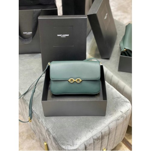 YSL LE MAILLON SATCHEL IN SMOOTH LEATHER 6497952 blackish green