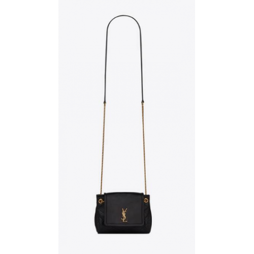 YSL MONOGRAM MINI NOLITA IN LAME LEATHER 672738 BLACK