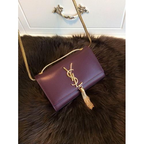 YSL Monogramme Cross-body Shoulder Bag Smooth Leather Y311218 Burgundy