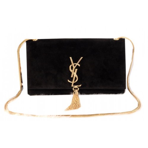 YSL Monogramme Cross-body Shoulder Bag Suede Leather Y311214 Black