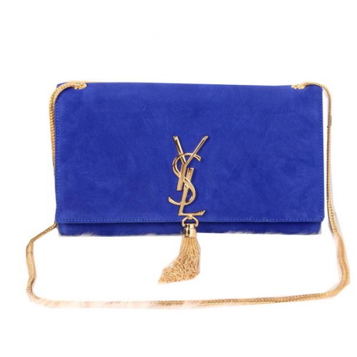 YSL Monogramme Cross-body Shoulder Bag Suede Leather Y311214 Blue