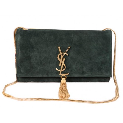 YSL Monogramme Cross-body Shoulder Bag Suede Leather Y311214 Green