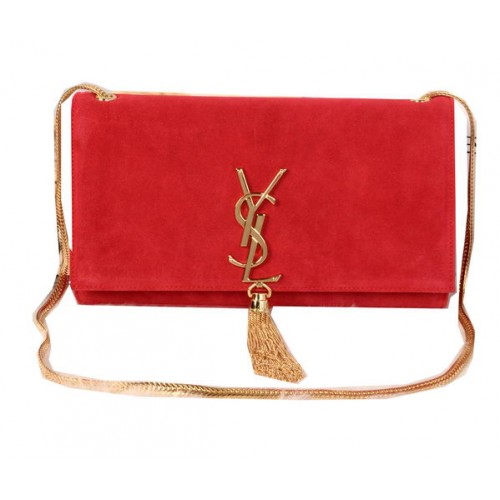 YSL Monogramme Cross-body Shoulder Bag Suede Leather Y311214 Red