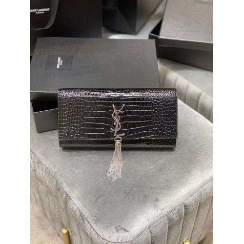 YSL Saint Laurent Medium Kate Bag Y306079 Black silver hardware
