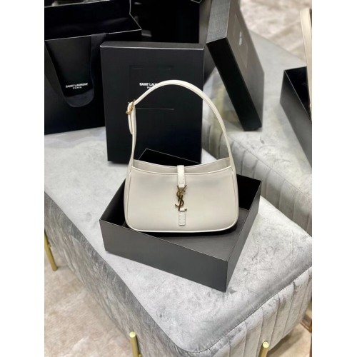 YSL TOP HANDLE BAG IN SHINY LEATHER Y687228 white