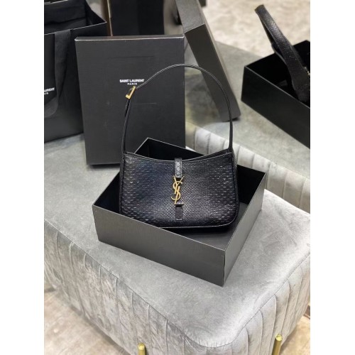 YSL LE 5 A 7 HOBO BAG IN MATTE PYTHON Y687228 black