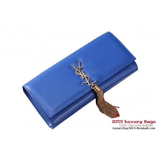Yves Saint Laurent Classic Monogramme Tassel Clutch Bag Y041 Blue