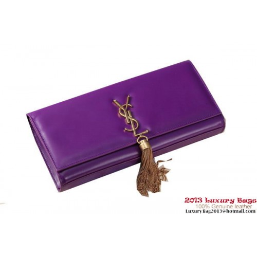Yves Saint Laurent Classic Monogramme Tassel Clutch Bag Y041 Purple