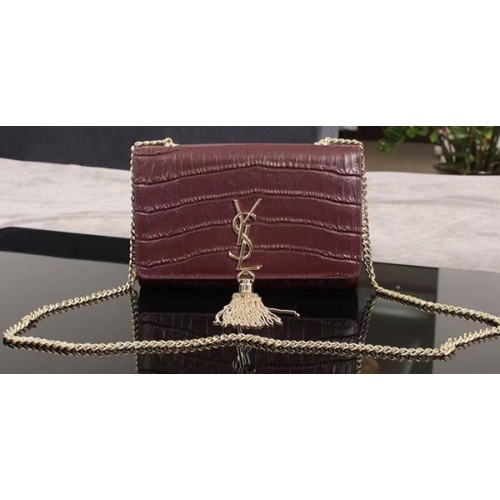 Yves Saint Laurent Croco Leather Cross-body Shoulder Bag 1311224 Purple