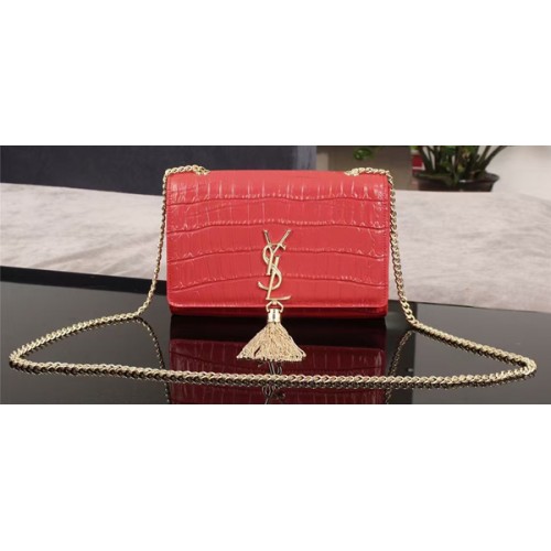 Yves Saint Laurent Croco Leather Cross-body Shoulder Bag 1311224 Red