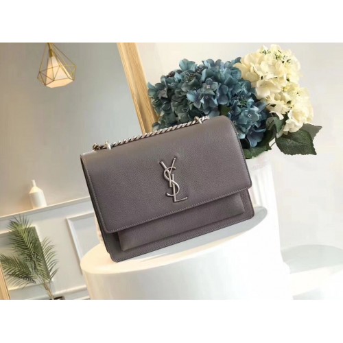 Yves Saint Laurent Cross-body Original Leatehr Shoulder Bag Y8607 Grey