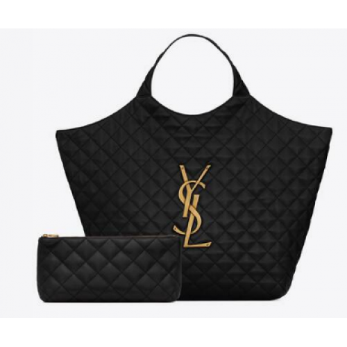 Yves Saint Laurent ICARE MAXI SHOPPING BAG IN QUILTED LAMBSKIN 698651 Black
