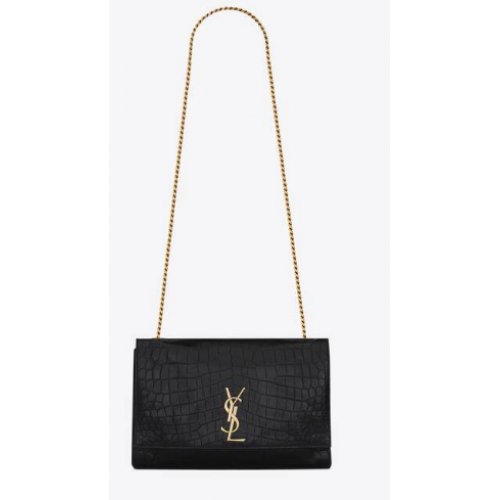 Yves Saint Laurent KATE MEDIUM REVERSIBLE IN SUEDE AND CROCODILE-EMBOSSED LEATHER 55380424