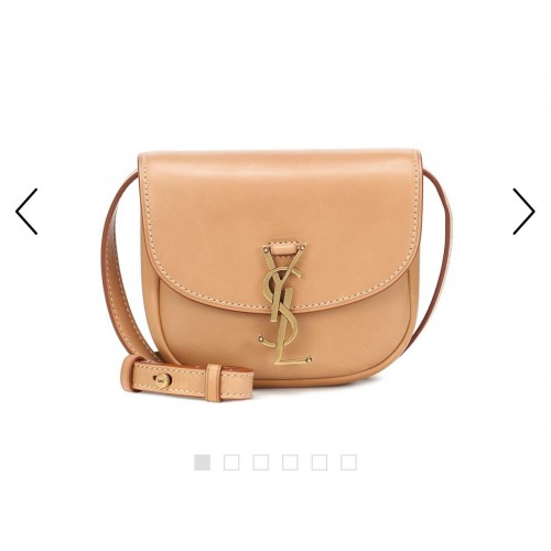 Yves Saint Laurent KAIA SMALL SATCHEL IN SMOOTH LEATHER BROWN GOLD 61974