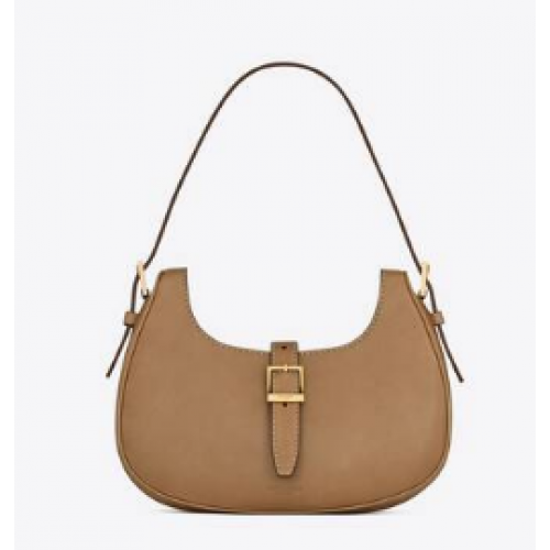 Yves Saint Laurent LE FERMOIR HOBO BAG IN SHINY LEATHER 6726152 BROWN GOLD