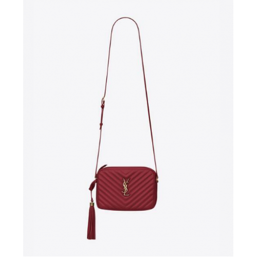 Yves Saint Laurent LOU CAMERA BAG IN QUILTED LEATHER 81000 ROUGE OPYUM