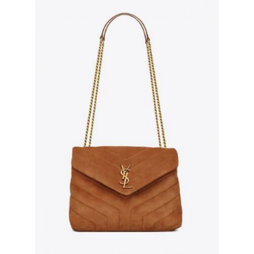 Yves Saint Laurent LOULOU MEDIUM BAG IN Y-QUILTED SUEDE Y94699 CINNAMON
